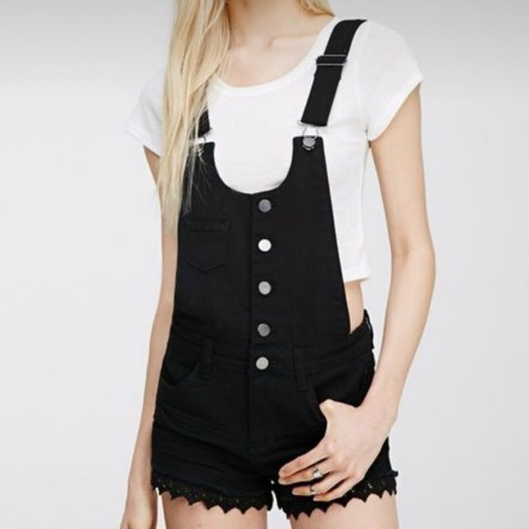 Forever 21 Pants - Forever21 Denim Lace Trim Overalls